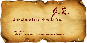 Jakubovics Rovéna névjegykártya